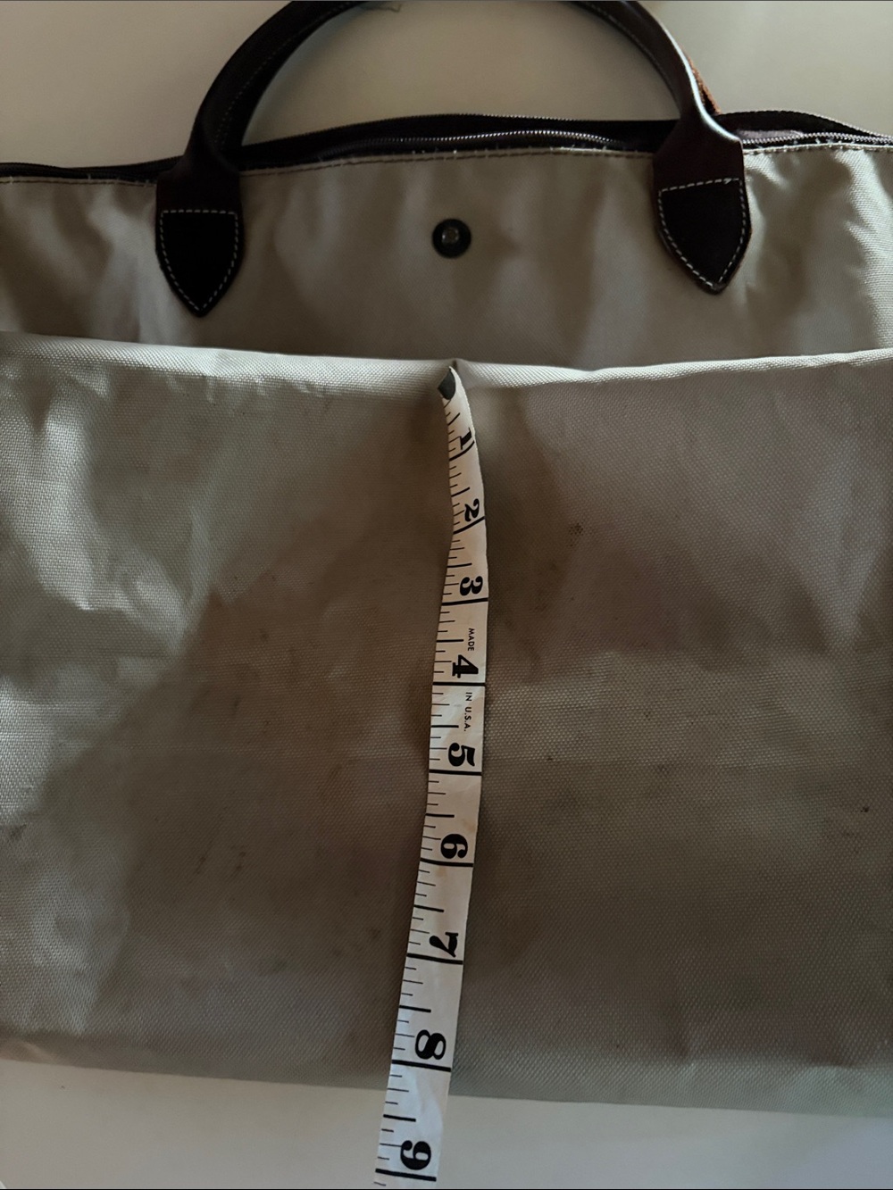 El Portezuelo Canvas Tote with Brown Leather Trim - Longchamp Style - Picture 15 of 15